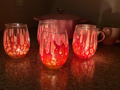 "Sunset" glass with candle